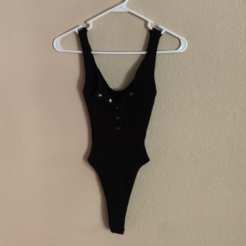 Missguided bodysuit. Black ribbed